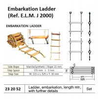 IMPA 232052 EMBARKATION ROPE LADDER WOODEN STEPS-FLAT 24 mtr.